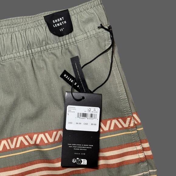 RVCA Men's 17" Boardshort Atlas Aloe Green Size L NWT 4-Way Stretch - Picture 4 of 8
